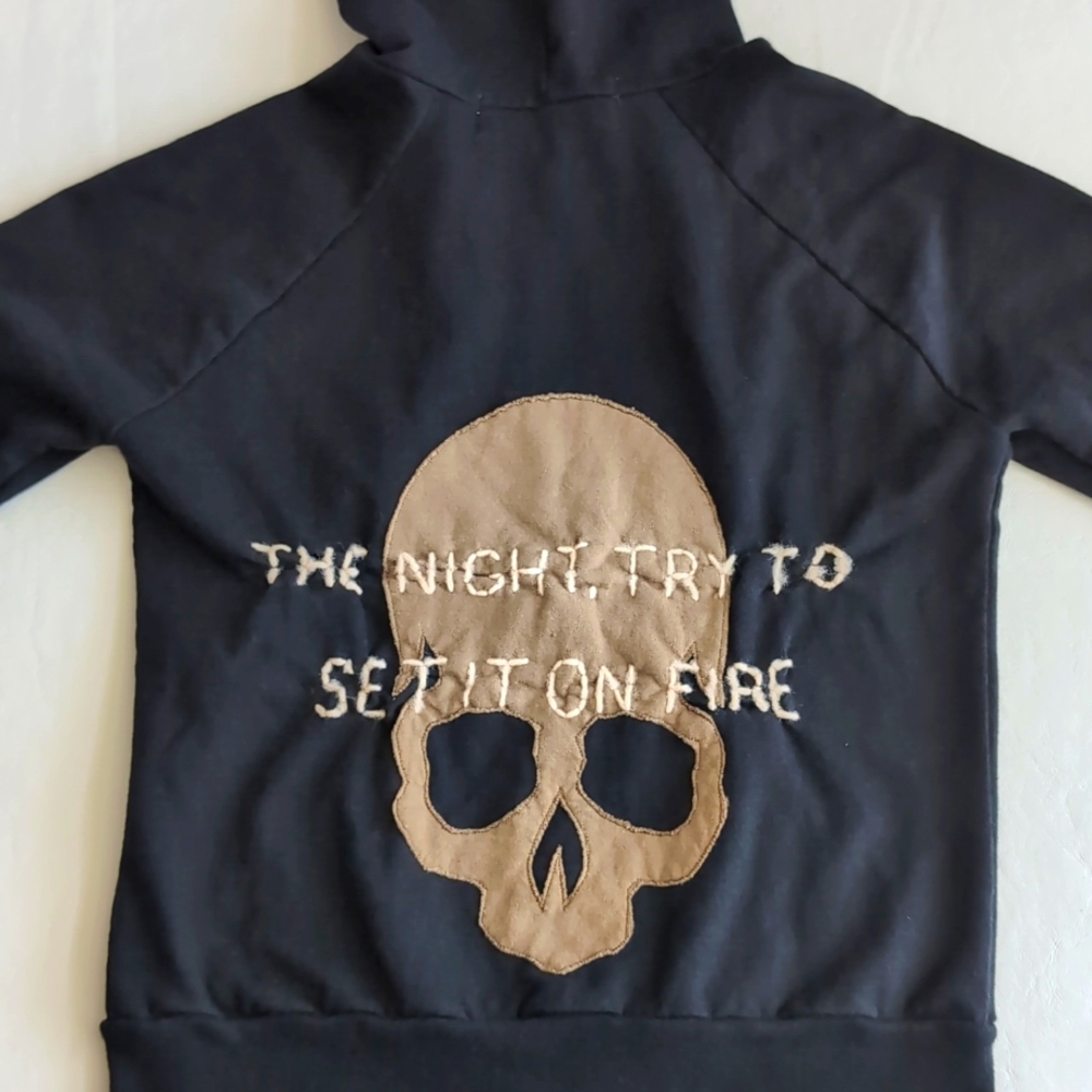 Devotion Takes a Trip Beverly Hills Skull Black Zip Hoodie Women's Size Small